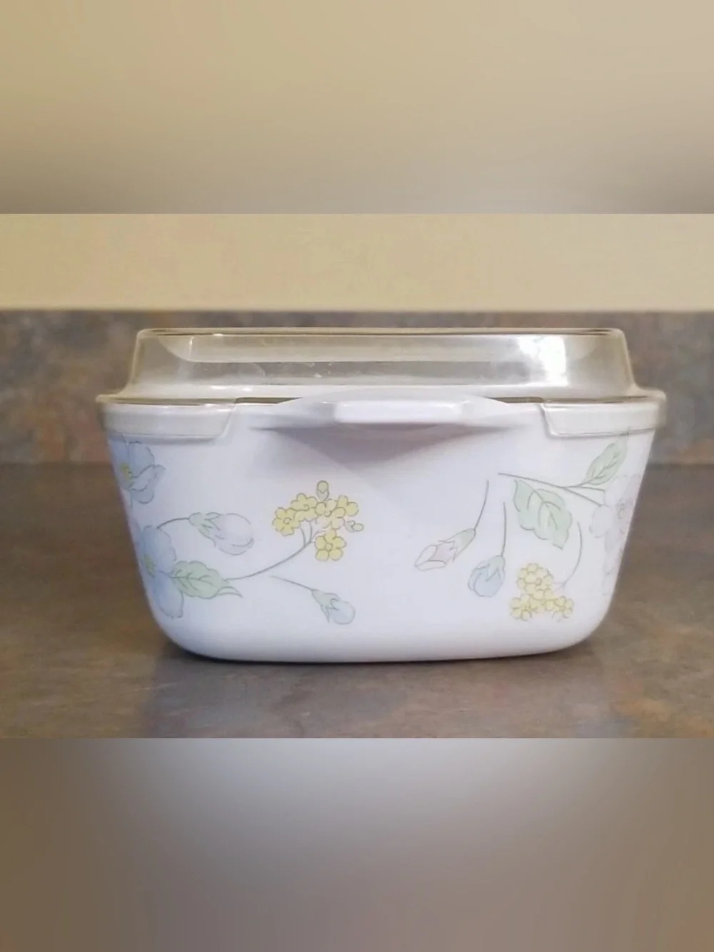 Corning Ware Vintage Square Petite Pastel Bouquet Pattern P-43-B